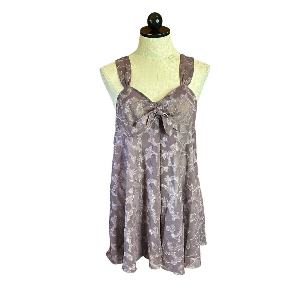 VTG 90s Gold Label Victoria’s Secret Sheer Bow Babydoll Nightgown Purple Sz S
